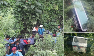 धुलिखेलबाट काठमाडौं आउदैं गरेको बस दुर्घटना: उद्दार कार्य जारी