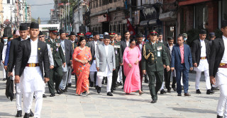 इन्द्रजात्राको अवलोकन गर्न राष्ट्रपति पौडेल हिँडेरै पुगे बसन्तपुर
