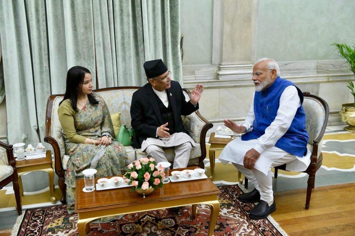 प्रधानमन्त्री प्रचण्ड र भारतका प्रधानमन्त्री मोदीबीच भेटवार्ता